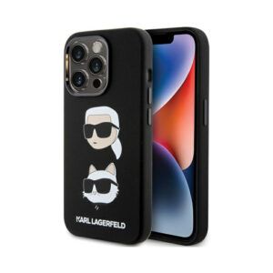 Coque iPhone 15 Pro Max Karl Lagerfeld Silicone Karl & Choupette Heads noire