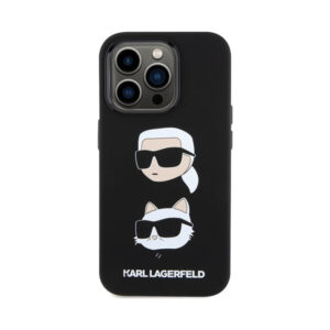 Coque iPhone 15 Pro Max Karl Lagerfeld Silicone Karl & Choupette Heads noire — visuel 3