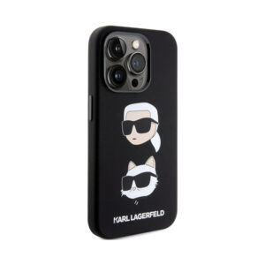 Coque iPhone 15 Pro Max Karl Lagerfeld Silicone Karl & Choupette Heads noire — visuel 4