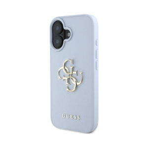 Coque iPhone 16 Guess Grained Big 4G Logo Small Classic Logo bleue — visuel 2