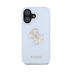 Coque iPhone 16 Guess Grained Big 4G Logo Small Classic Logo bleue — visuel 3