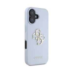 Coque iPhone 16 Guess Grained Big 4G Logo Small Classic Logo bleue — visuel 4