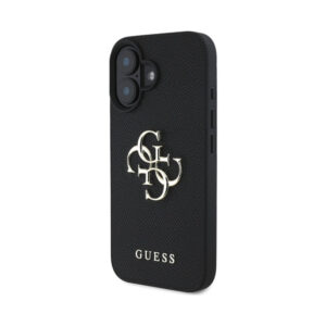 Coque iPhone 16 Guess Grained Big 4G Logo Small Classic Logo noire — visuel 2