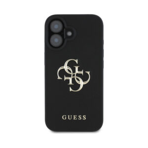 Coque iPhone 16 Guess Grained Big 4G Logo Small Classic Logo noire — visuel 3