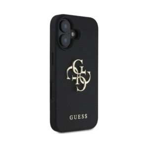 Coque iPhone 16 Guess Grained Big 4G Logo Small Classic Logo noire — visuel 4