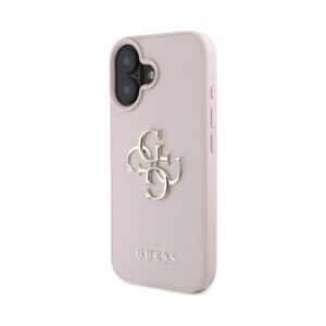 Coque iPhone 16 Guess Grained Big 4G Logo Small Classic Logo rose — visuel 2