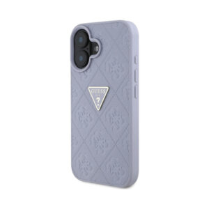 Coque iPhone 16 Guess Hot Stamp 4G Pattern Triangle Metal Logo violette — visuel 2