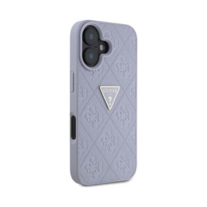 Coque iPhone 16 Guess Hot Stamp 4G Pattern Triangle Metal Logo violette — visuel 4