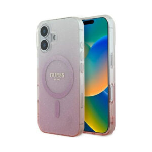 Coque iPhone 16 Guess IML Glitter Gradient MagSafe rose