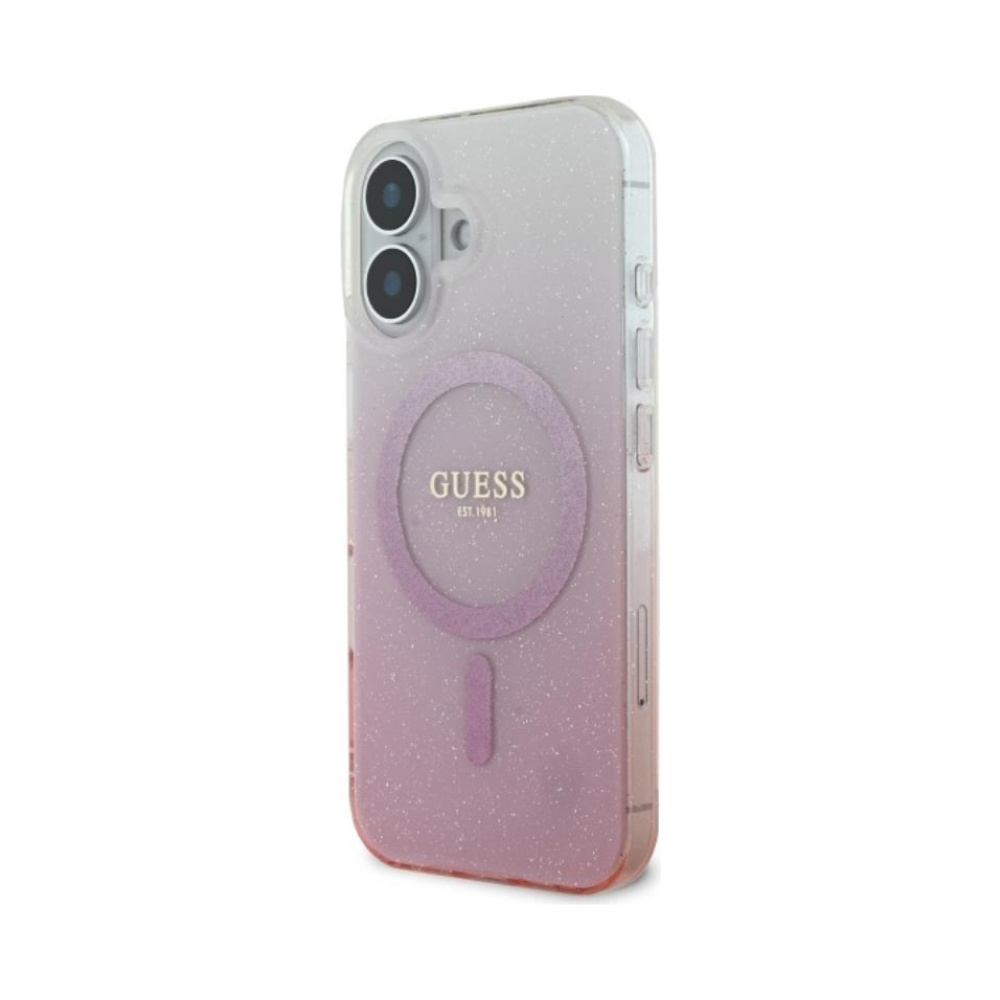Coque iPhone 16 Guess IML Glitter Gradient MagSafe rose — visuel 2