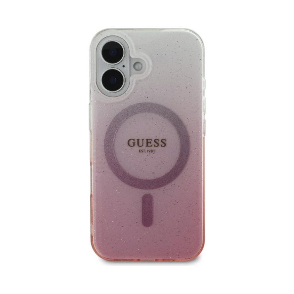 Coque iPhone 16 Guess IML Glitter Gradient MagSafe rose — visuel 3