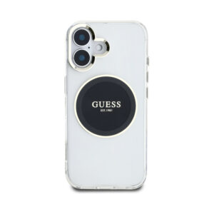 Coque iPhone 16 Guess IML Metal Colored Circle Classic Logo MagSafe noire — visuel 3