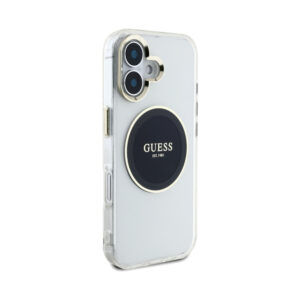 Coque iPhone 16 Guess IML Metal Colored Circle Classic Logo MagSafe noire — visuel 4