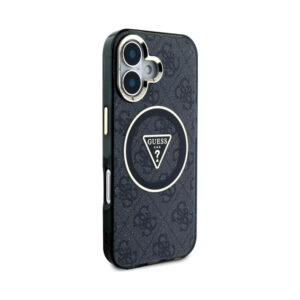 Coque iPhone 16 Guess IML Metal Glitter 4G Circle Triangle MagSafe noire — visuel 4