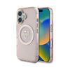 Coque iPhone 16 Guess IML Metal Mountain Logo MagSafe rose