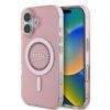 Coque iPhone 16 Guess IML Rhinestones MagSafe rose