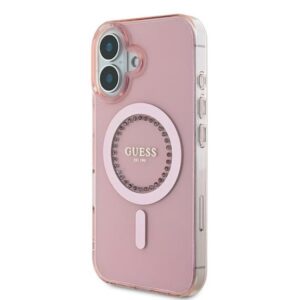 Coque iPhone 16 Guess IML Rhinestones MagSafe rose — visuel 2