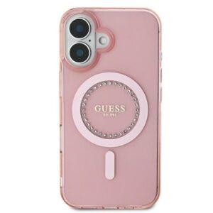 Coque iPhone 16 Guess IML Rhinestones MagSafe rose — visuel 3