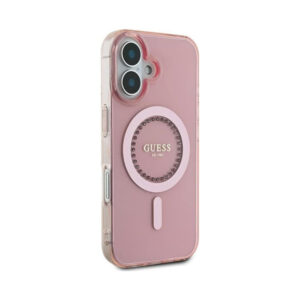 Coque iPhone 16 Guess IML Rhinestones MagSafe rose — visuel 4