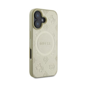 Coque iPhone 16 Guess Saffiano Peony Classic Logo MagSafe dorée — visuel 4