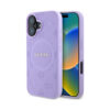 Coque iPhone 16 Guess Saffiano Peony Classic Logo MagSafe violette