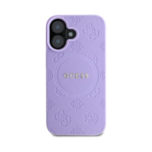 Coque iPhone 16 Guess Saffiano Peony Classic Logo MagSafe violette — visuel 3