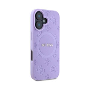 Coque iPhone 16 Guess Saffiano Peony Classic Logo MagSafe violette — visuel 4