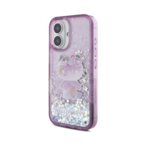 Coque iPhone 16 Hello Kitty Liquid Glitter 50TH Anniversary Party violette — visuel 2
