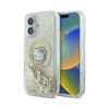 Coque iPhone 16 Hello Kitty Liquid Glitter Fever MagSafe blanche et dorée