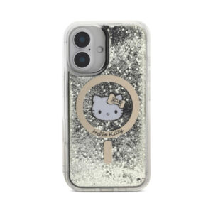 Coque iPhone 16 Hello Kitty Liquid Glitter Fever MagSafe noire et dorée — visuel 3