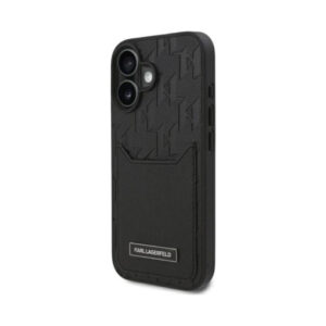 Coque iPhone 16 Karl Lagerfeld Cardslots Monogram noire — visuel 2