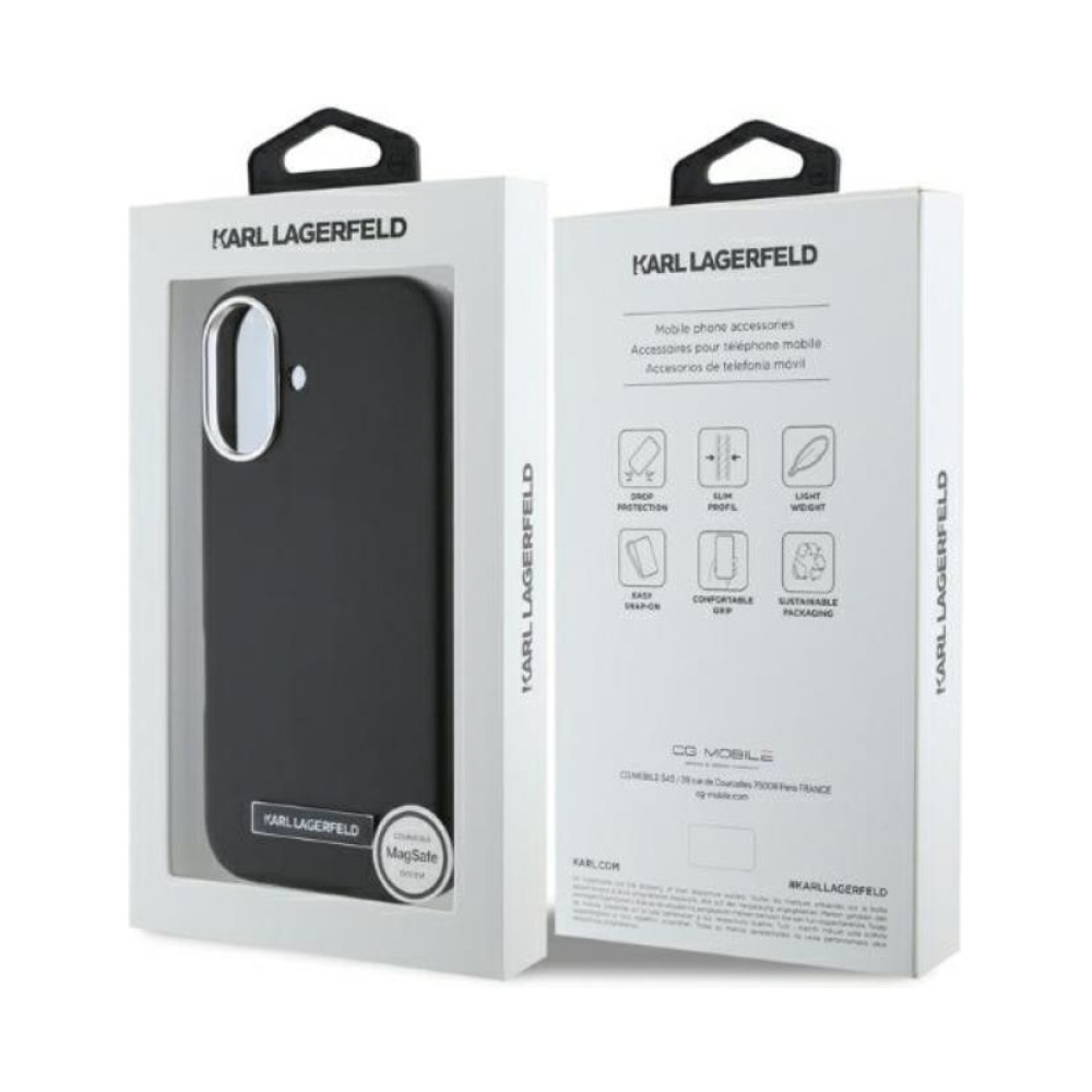 Coque iPhone 16 Karl Lagerfeld FW Metal Plate MagSafe noire — visuel 5