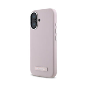 Coque iPhone 16 Karl Lagerfeld FW Metal Plate MagSafe rose — visuel 2