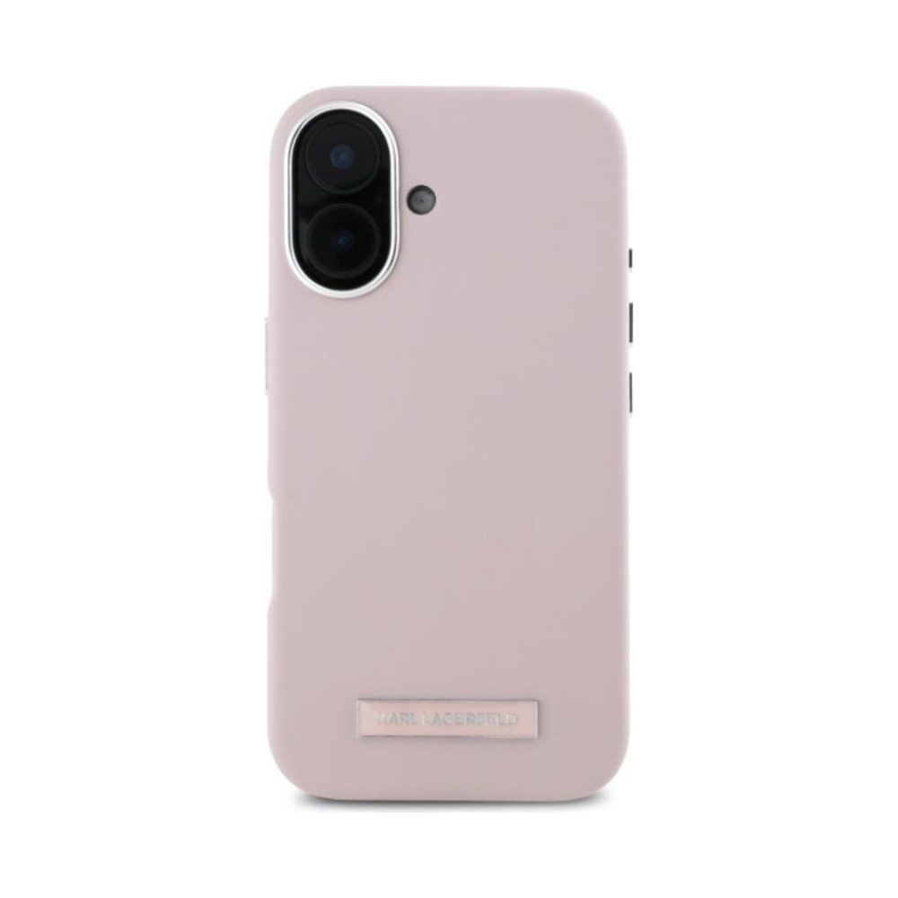 Coque iPhone 16 Karl Lagerfeld FW Metal Plate MagSafe rose — visuel 3