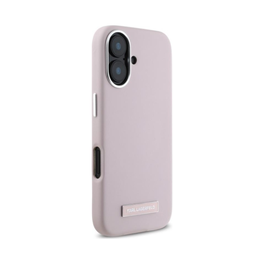 Coque iPhone 16 Karl Lagerfeld FW Metal Plate MagSafe rose — visuel 4