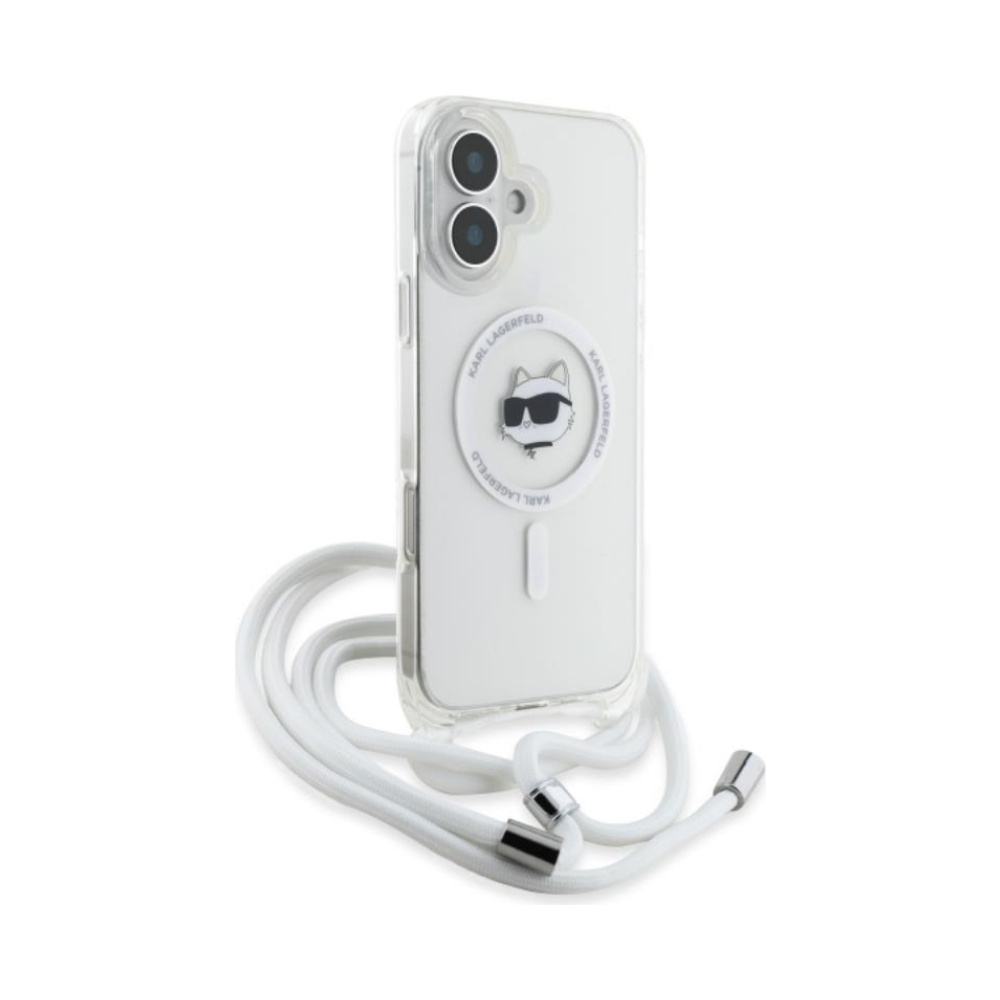 Coque iPhone 16 Karl Lagerfeld IML Choupette Head & Cord MagSafe transparente — visuel 3