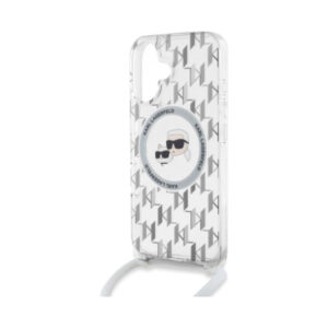 Coque iPhone 16 Karl Lagerfeld IML Crossbody Monogram Karl & Choupette Head MagSafe transparente — visuel 5
