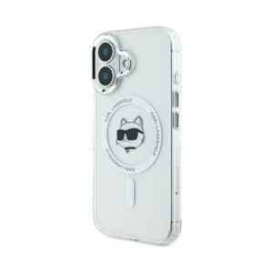 Coque iPhone 16 Karl Lagerfeld IML Metal Choupette Head MagSafe blanche — visuel 2