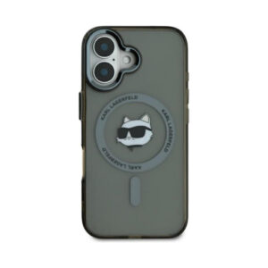 Coque iPhone 16 Karl Lagerfeld IML Metal Choupette Head MagSafe noire — visuel 3