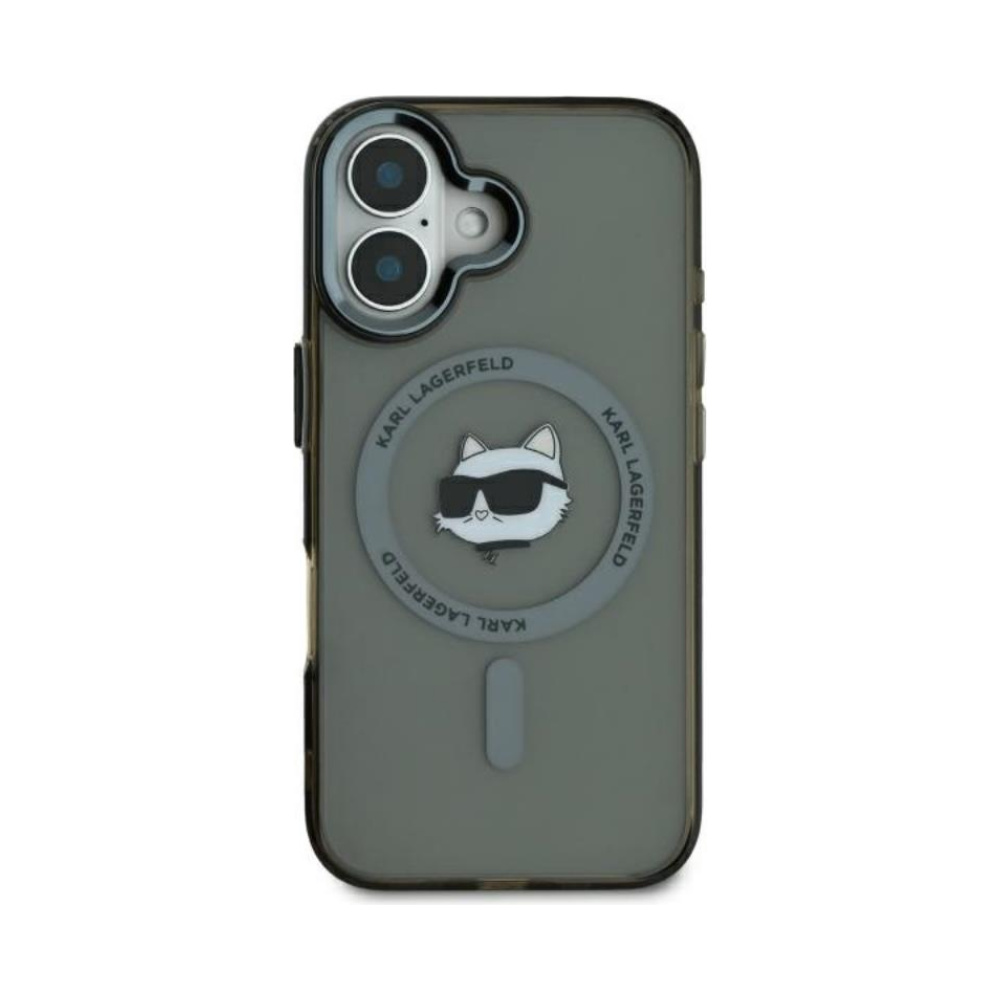Coque iPhone 16 Karl Lagerfeld IML Metal Choupette Head MagSafe noire — visuel 3