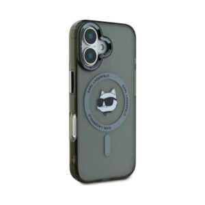 Coque iPhone 16 Karl Lagerfeld IML Metal Choupette Head MagSafe noire — visuel 4