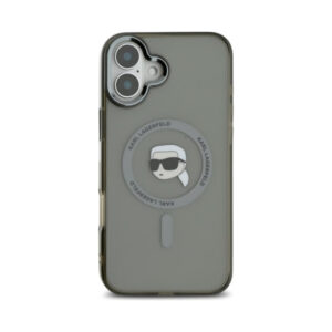 Coque iPhone 16 Karl Lagerfeld IML Metal Karl Head MagSafe noire — visuel 3