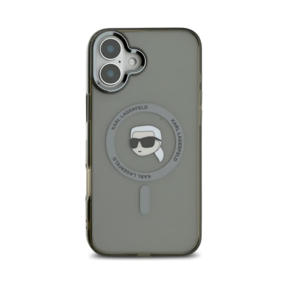 Coque iPhone 16 Karl Lagerfeld IML Metal Karl Head MagSafe noire — visuel 3
