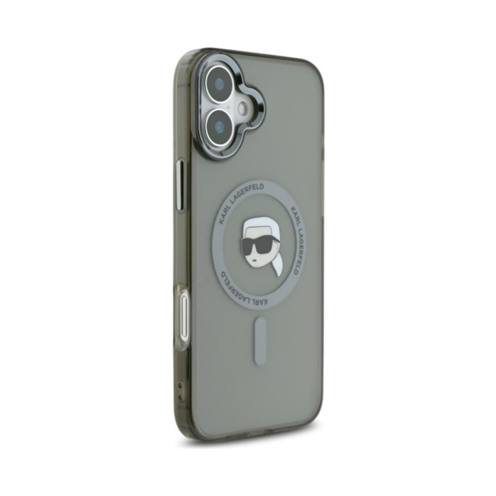 Coque iPhone 16 Karl Lagerfeld IML Metal Karl Head MagSafe noire — visuel 4