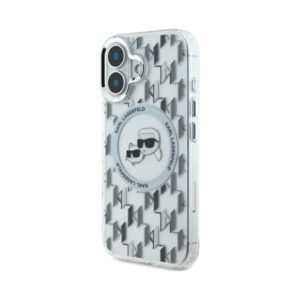 Coque iPhone 16 Karl Lagerfeld IML Monogram Karl & Choupette Head MagSafe transparente — visuel 2