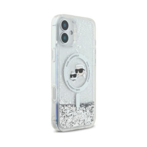 Coque iPhone 16 Karl Lagerfeld Liquid Glitter Karl & Choupette Head MagSafe transparente — visuel 4
