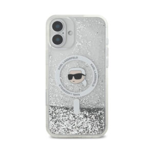 Coque iPhone 16 Karl Lagerfeld Liquid Glitter Karl Head MagSafe transparente — visuel 3