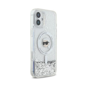 Coque iPhone 16 Karl Lagerfeld Liquid Glitter Karl Head MagSafe transparente — visuel 4