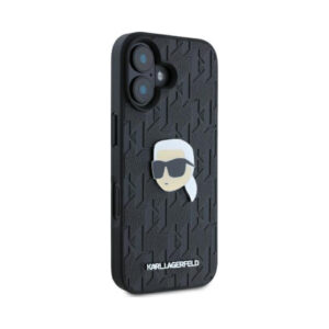 Coque iPhone 16 Karl Lagerfeld Monogram Karl Head Pin noire — visuel 4