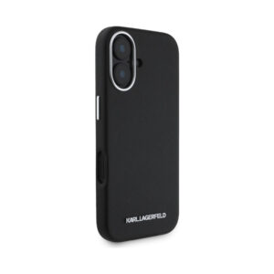 Coque iPhone 16 Karl Lagerfeld Saffiano Full Wrapped Elongated Metal Logo MagSafe noire — visuel 4